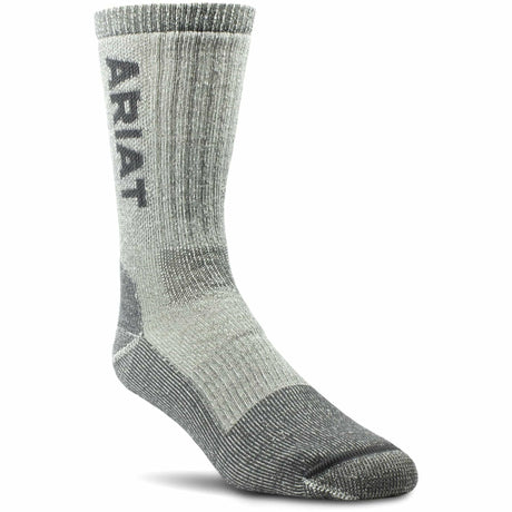 Ariat Midweight Merino Wool Blend Steel Toe Work Crew Socks  -  Medium / Gray