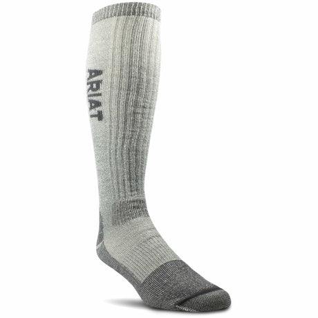 Ariat Midweight Merino Wool Blend Over The Calf Steel Toe Work Socks  -  Medium / Gray