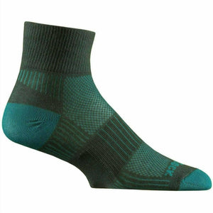 Wrightsock Double-Layer Coolmesh II Lightweight Quarter Socks  -  Small / Ash/Turquoise / Single Pair