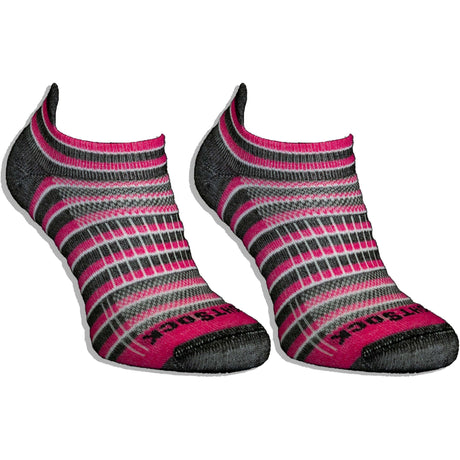 Wrightsock Coolmesh II Stripes Tab Anti-Blister Socks  -  Small / Fuchsia/Black/White