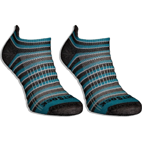 Wrightsock Coolmesh II Stripes Tab Anti-Blister Socks  -  Small / Turquoise/Black/White