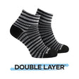 Wrightsock Double-Layer Coolmesh II Lightweight Striped Quarter Socks  -  Medium / Black/White/Gray
