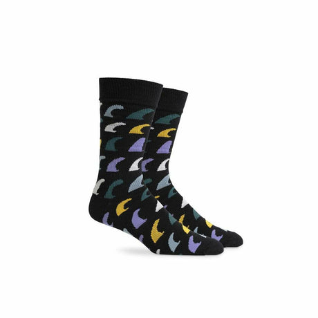 Richer Poorer Mens Fins Crew Socks  -  One Size Fits Most / Black Yellow