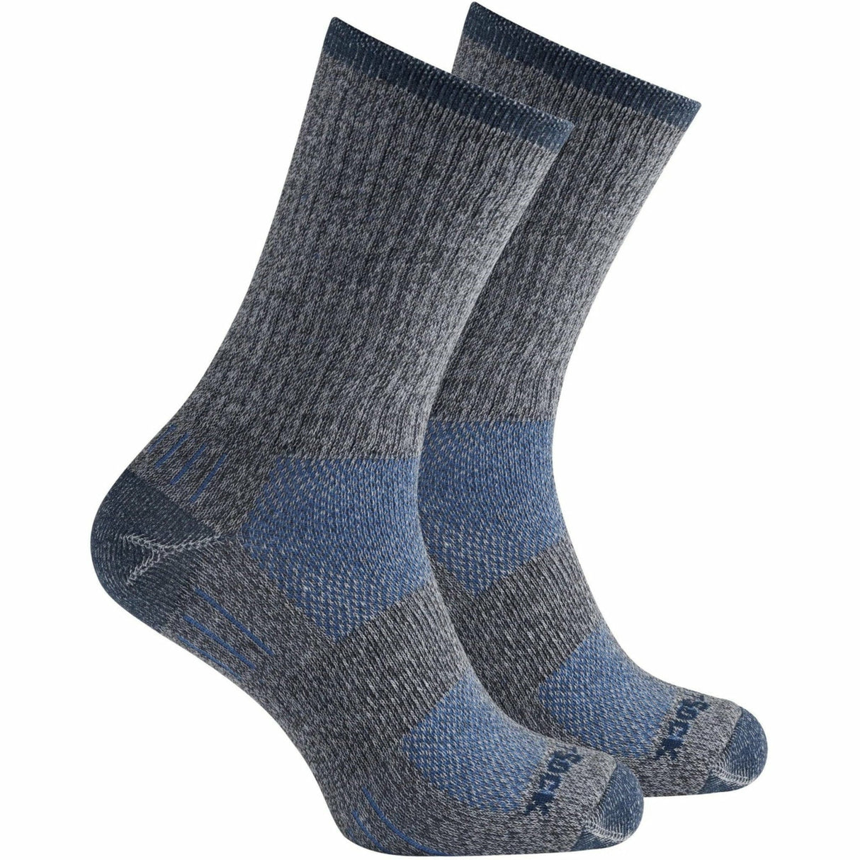 Wrightsock Double-Layer Silver Escape Midweight Crew Socks  -  Small / Ash Twist/Blue