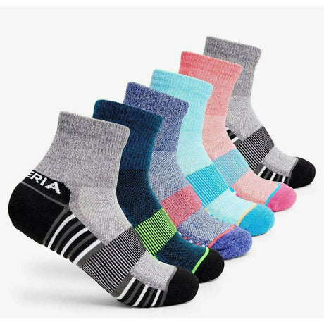 Thorlo Experia GREEN Ankle Socks  -  Medium / Black/Black/Teal/Purple/Blue/Pink / 6-Pair Pack