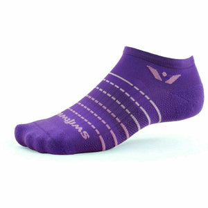 Swiftwick Aspire Zero Stripe No Show Socks  -  Small / Purple Pink