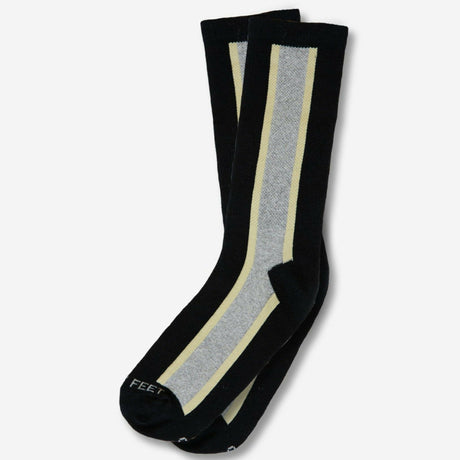 Hippy Feet Vertical Stripes Crew Socks  -  Small / Black
