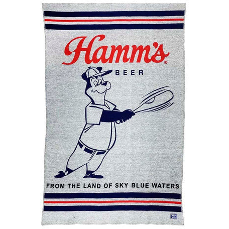 Faribault Mill Hamm's Beer Baseball Bear Wool Throw  -  Baseball Bear
