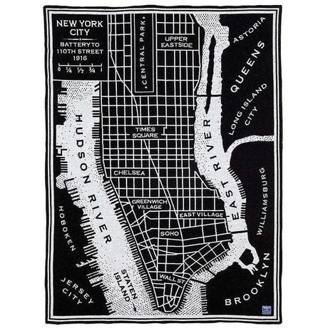Faribault Mill New York City Map Wool Throw  -  New York City