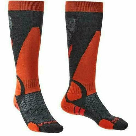Bridgedale Lightweight Ski OTC Socks  -  Medium / Graphite/Orange
