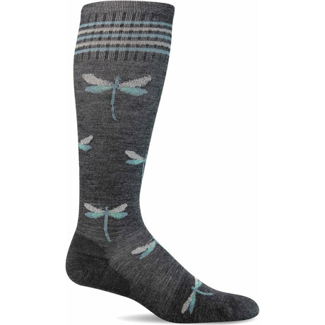 Sockwell Womens Dragonfly Moderate Compression Knee-High Socks  -  Medium/Large / Charcoal