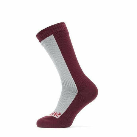 Sealskinz Waterproof Cold Weather Mid Socks  -  Small / Gray/Red