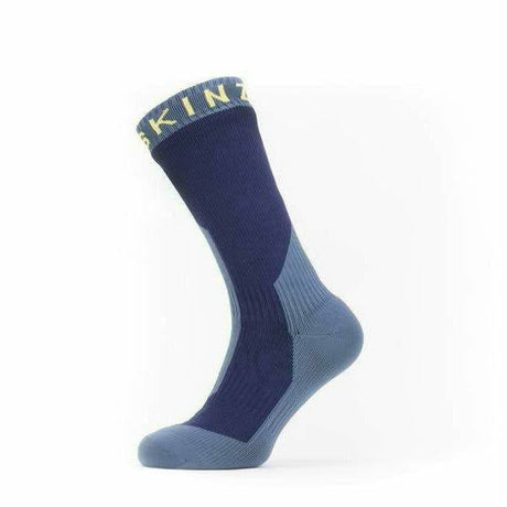 Sealskinz Waterproof Extreme Cold Weather Mid Socks  -  Small / Navy Blue/Yellow