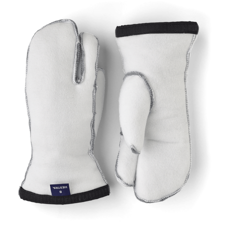 Hestra Army Leather Heli Ski 3-Finger Mitten Liners  -  5 / Off White