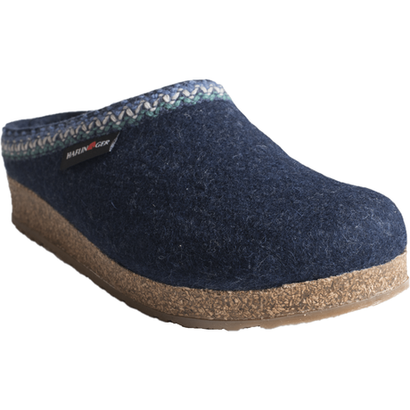Haflinger Zig Zag Grizzly Wool Clogs  -  42 / Navy