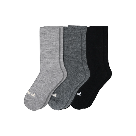 Pacas Womens Alpaca Crew 3-Pack Socks  -  Small/Medium / Black/Grey/Charcoal