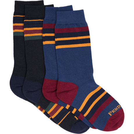 Pendleton Yakima Stripe 2-Pack Crew Socks  -  Medium / Oxford/Lake
