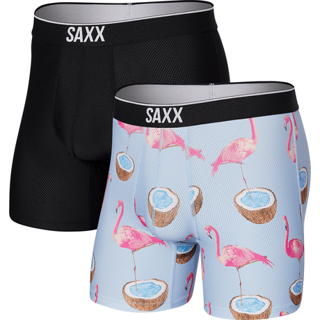 SAXX Mens Volt Boxer 2-Pack Briefs  -  Small / Flamingo Dream/Black